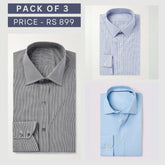 Shirt Happens: 3-Pack Men’s Stylish Formal Shirts – 100% Cotton, Full Sleeves with Pockets (FS-62)